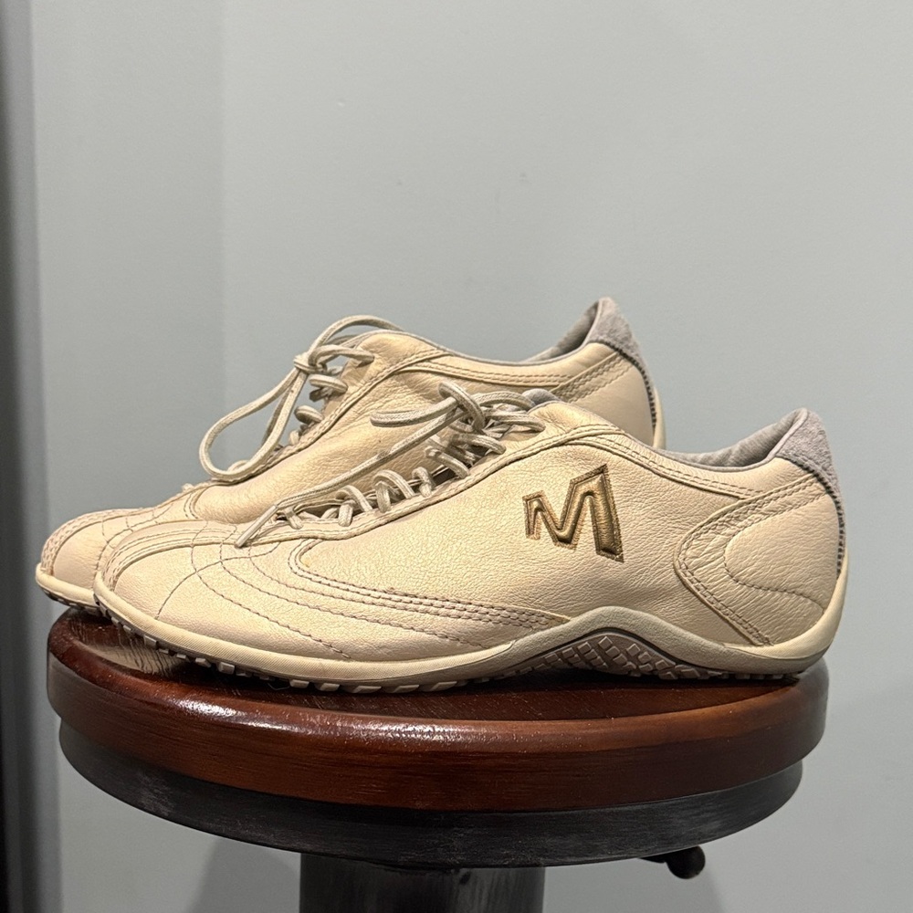Merrell Women’s Casual Lace-Up Leather Sneakers in Gold Pearl